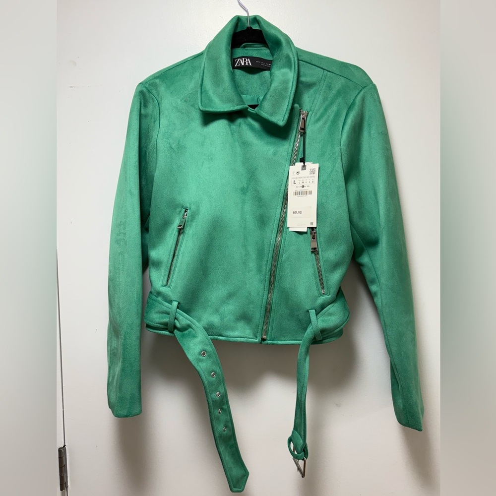 Zara Mint Green Leather Jacket